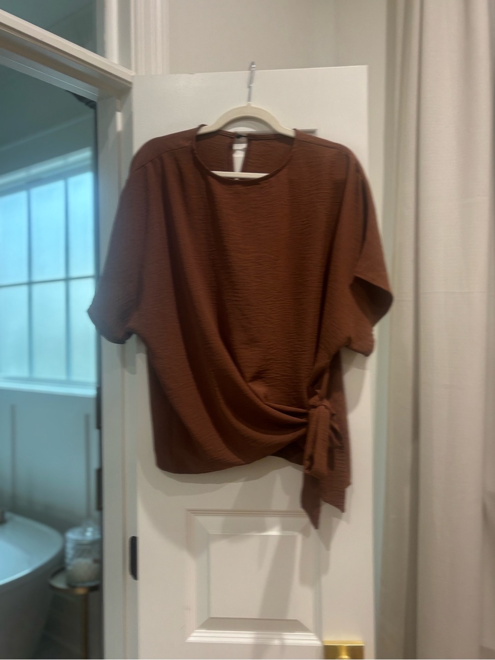 Women’s Tie-Waist Short Sleeve Top - Brown